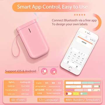 JADENS Label Maker Machine, D11 Portable Bluetooth Printer for Labeling, Home, Office, Organization,...