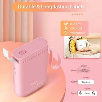 JADENS Label Maker Machine, D11 Portable Bluetooth Printer for Labeling, Home, Office, Organization, Mini Label Maker Machine with Tape, Multiple Templates Available for Phone, Handheld Labeler, Pink