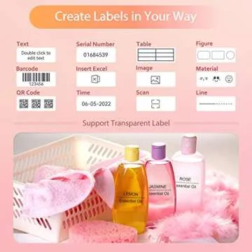 JADENS Label Maker Machine, D11 Portable Bluetooth Printer for Labeling, Home, Office, Organization, Mini Label Maker Machine with Tape, Multiple Templates Available for Phone, Handheld Labeler, Pink