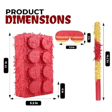 Birchio Block Piñata with Blindfold and Bat for Parties