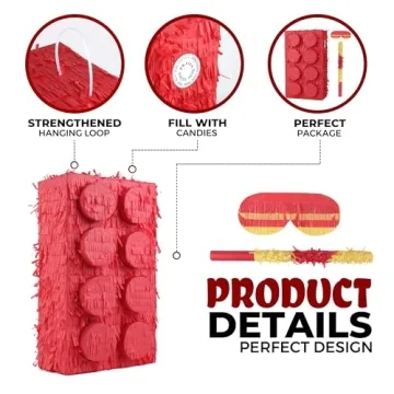 Birchio Block Piñata with Blindfold and Bat for Parties