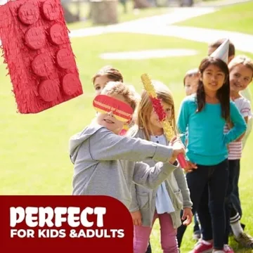 Birchio Block Piñata with Blindfold and Bat for Parties