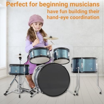 5-Piece Junior Drum Set - Complete Kit for Kids with Stool, Sticks & Pedal