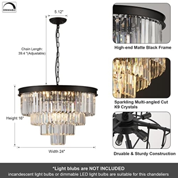 Modern Crystal Chandelier - 12-Light Elegance for Your Home