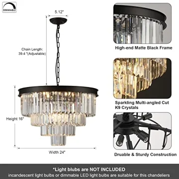 Modern Crystal Chandelier - 12-Light Elegance for Your Home