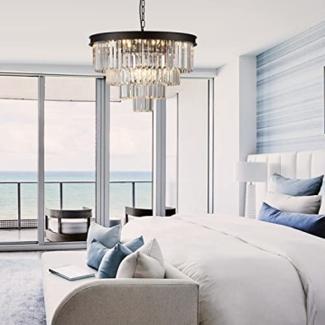 Modern Crystal Chandelier - 12-Light Elegance for Your Home