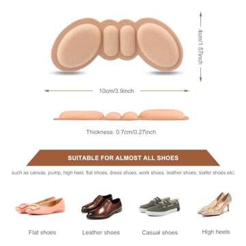 Riootlnm Heel Pads for Shoes Too Big, Shoe Inserts for Loose Shoes, Heel Grips Protectors for Bliste...