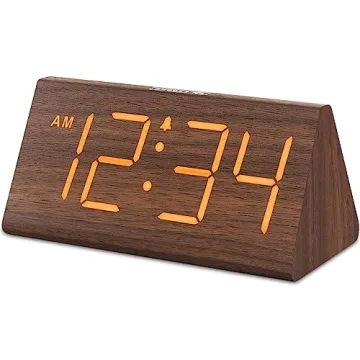DreamSky Wooden Digital Alarm Clocks for Bedrooms with Large Numbers, USB Port, and Loud Alarm