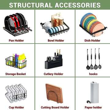 ADBIU Over The Sink (24"- 32.5" L) Dish Drying Rack (Expandable Dimension) Snap-On Design 2 Tier Kitchen Large Dish Drainer Counter Storage Organizer