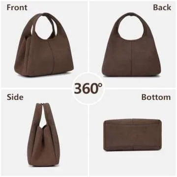 JQWSVE Suede Tote Bag for Women Trendy Suede Handbag Top-handle Satchel Bag Designer Shoulder Crossbody Tote Purse