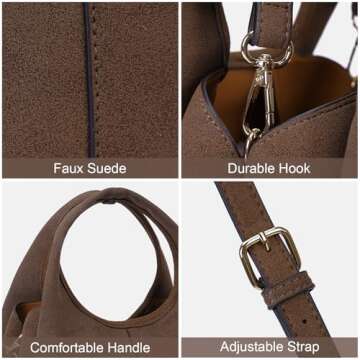 JQWSVE Suede Tote Bag for Women Trendy Suede Handbag Top-handle Satchel Bag Designer Shoulder Crossbody Tote Purse