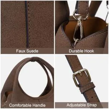 JQWSVE Suede Tote Bag for Women Trendy Suede Handbag Top-handle Satchel Bag Designer Shoulder Crossbody Tote Purse