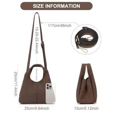 JQWSVE Suede Tote Bag for Women Trendy Suede Handbag Top-handle Satchel Bag Designer Shoulder Crossbody Tote Purse