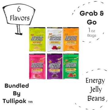 Jelly Belly Sport Bean Variety | 6 pack 1oz bags | Contains Carbs, Electrolytes, Vitamin B & C | 6 F...