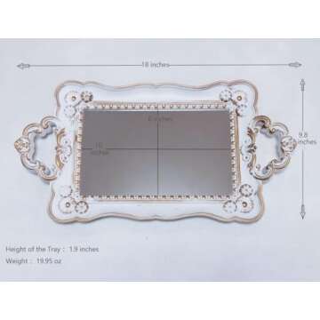 Schonee Rectangle Decorative Mirror Tray Vanity Tray for Makeup Jewelry Organizer，Perfume Display ...