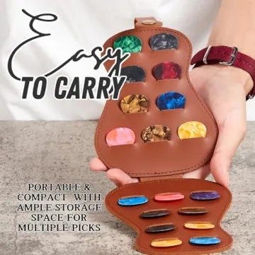 InnoBeta Personalized Guitar Picks Holder for Men, Women, PU Leather Guitar Gifts Plectrums Bag with Initials for Guitar Players, Lovers, Teacher - D