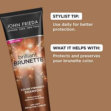 John Frieda Brilliant Brunette Shampoo, Multi-Tone Color Protecting Shampoo, Helps Unlock Vibrant Co...