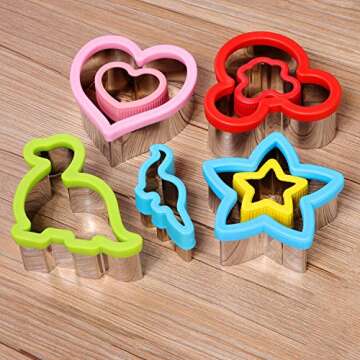 Stainless Steel Sandwiches Cutter set, Dinosaur & Heart & Star Shapes Sandwiches Cutter Cookie Cutter -Food Grade Cookie Cutter Mold for Kids (Big+Medium, 8pack)