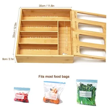 DUJEN Bamboo Plastic Bag Organizer for Kitchen Storage