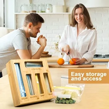DUJEN Bamboo Plastic Bag Organizer for Kitchen Storage