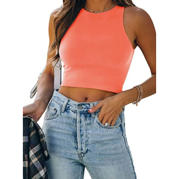 Stylish REORIA Sleeveless Halter Neck Crop Top for Ultimate Comfort