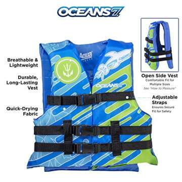 Oceans7 US Coast Guard-Approved, Type III – Youth Life Jacket – Personal Flotation Device with w...