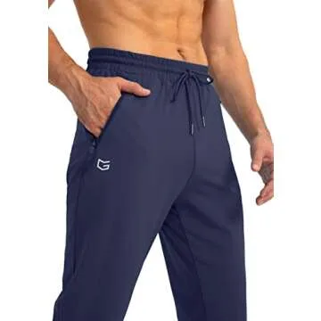 G Gradual Men's Sweatpants with Zipper Pockets Tapered Joggers for Men Athletic Pants for Workout, Jogging, Running (Navy, X-Large)