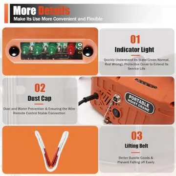 Electric Hoist Winch, 110V Electric Winch Crane Hoist Lifting Kit 3 in 1 500KG/1100LBS 1500W Hoist Crane Winch Hook Pulley with Emergency Stop Switch with Remote for Lifting Towing, Orange