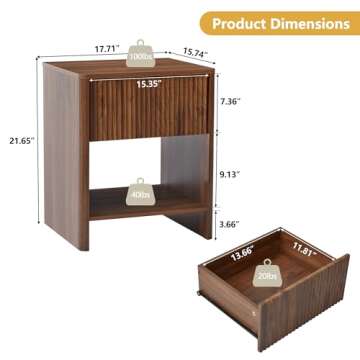affeivul Mid Century Modern Night Stand Set 2 with Drawer - Stylish & Functional  Bedroom Nightstand...