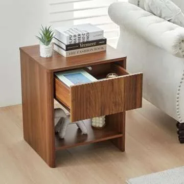 Mid Century Modern Night Stand Set with Drawer for Storage