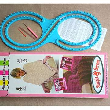 WAYION 55" Afphgan Serenity Loom Knitting Board Weave Loom Kit with Step by Step Instructions Great for The Experienced Loom Knitter(Blue/Pink) (Blue)