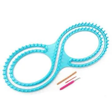 WAYION 55" Afphgan Serenity Loom Knitting Board Weave Loom Kit with Step by Step Instructions Great for The Experienced Loom Knitter(Blue/Pink) (Blue)