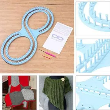 WAYION 55" Afphgan Serenity Loom Knitting Board Weave Loom Kit with Step by Step Instructions Great for The Experienced Loom Knitter(Blue/Pink) (Blue)