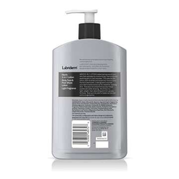 Lubriderm Men's 3-In-1 Lotion Enriched with Soothing Aloe for Body and Face, Non-Greasy Post Shave M...