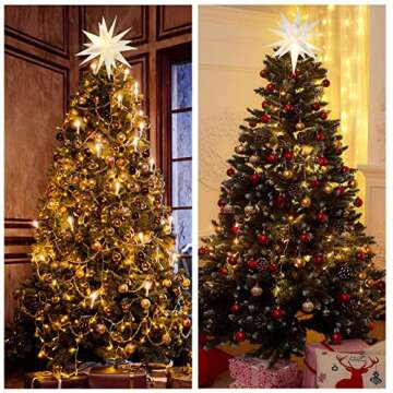 Kingdder 4 Pieces Moravian Star Light LED 3D Star Hanging Light Powered by Battery with Timer Function White Porch Light Holiday Decor for Indoor Outdoor Christmas Trees Balconies Courtyards (12 Inch)