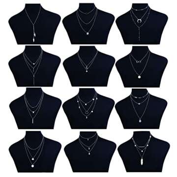 FINREZIO 12 PCS Gold Plated Layered Necklace Set