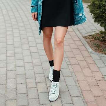 Geyoga 3 Pairs Slouch Socks Scrunch Cotton Knit Boot Soft Long Winter Stacked Socks for Women(5-8,Black, White, Gray)