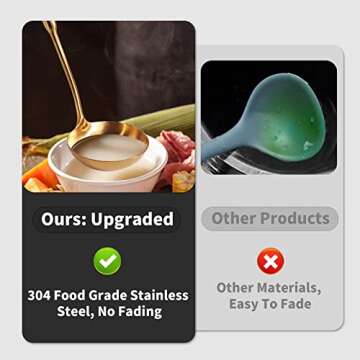 Newness Soup Ladle, [Rustproof, Heat Resistance, Integral Forming] Durable 304 Stainless Steel Soup ...