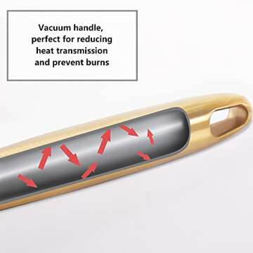 Newness Soup Ladle, [Rustproof, Heat Resistance, Integral Forming] Durable 304 Stainless Steel Soup Spoon with Vacuum Ergonomic Round Handle, Cooking Spoon for Kitchen, 13.7 Inches, Gold