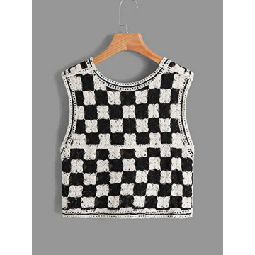 Trendy Verdusa Checkered Knit Sweater Vest for Women