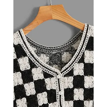 Trendy Verdusa Checkered Knit Sweater Vest for Women