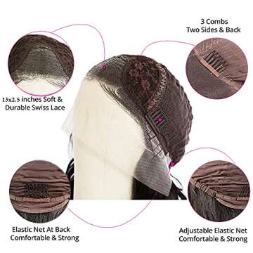 ANDRIA Lace Front Wig 24 Inches Natural Look for Women