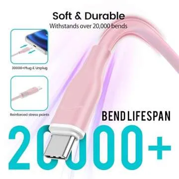 USB C to USB C Fast Charging Cable 60W Pink 2-Pack