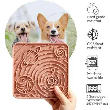 OHMO Lick Mat for Dogs and Cats(Small, Mars&Coral, 2pcs) Enrichment Accessories Toy Space Star Easy Clean Pet Slow Feeder/Suction Cups, Licking Pad for Anxiety Relief and Boredom Reduction
