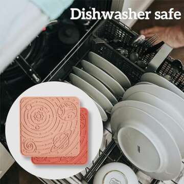 OHMO Lick Mat for Dogs and Cats(Small, Mars&Coral, 2pcs) Enrichment Accessories Toy Space Star Easy Clean Pet Slow Feeder/Suction Cups, Licking Pad for Anxiety Relief and Boredom Reduction