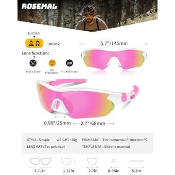 Polarized Sports Sunglasses for Men Women Youth Baseball Running Fishing Tennis Golf Cycling Driving...