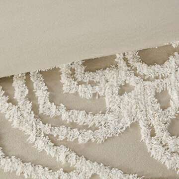 Madison Park Laetitia Comforter Bohemian Tufted Cotton Chenille, Medallion Shabby Chic All Season Down Alternative Bed Set with Matching Shams, Floral Taupe King/Cal King(104"x92") 3 Piece