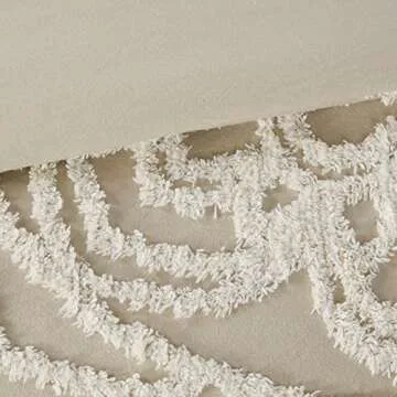 Madison Park Laetitia Comforter Bohemian Tufted Cotton Chenille, Medallion Shabby Chic All Season Down Alternative Bed Set with Matching Shams, Floral Taupe King/Cal King(104"x92") 3 Piece