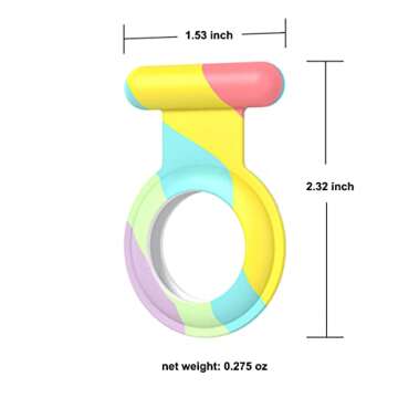 AirTag Holder with Safety Pin(2 Pack, Rainbow), Hidden Wearable AirTag Case with Brooch Clip for Clothes of Kids, Teens, Toddler. Better Substitute for Air Tag Accessories of Bracelet, Necklace