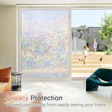 LUTE Window Privacy Film, Rainbow Window Film, 3D Decorative Stained Glass Cling, Non-Adhesive Vinyl Static Cling Removable Glass Stickers, Sun UV Blocking Decal Covering for Home, 17.5 x 78.7 inches